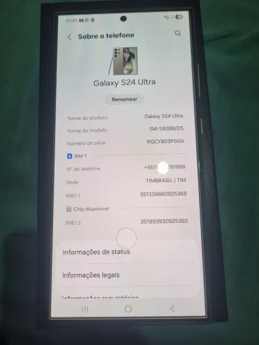 Galaxy S24 Ultra - 256 GB /12+12 Ram Snapdragon 8 Gen 3 LEIA A DESCRIÇÃO 