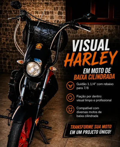 Guidão Ape Hanger 1.1/4" x 7/8" - Custom robusto p/ motos até 600cc