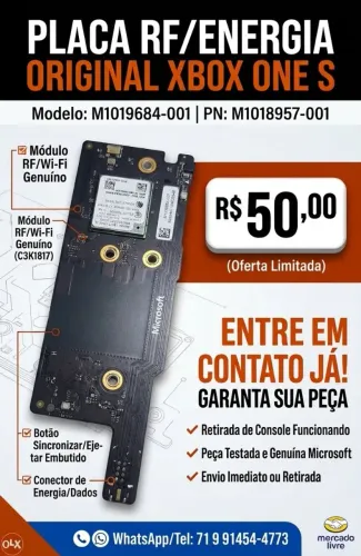 Placa RF Energia Ejeção Sincronismo Original Xbox One S M1019684-001