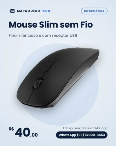 Mouse Slim sem Fio Silencioso