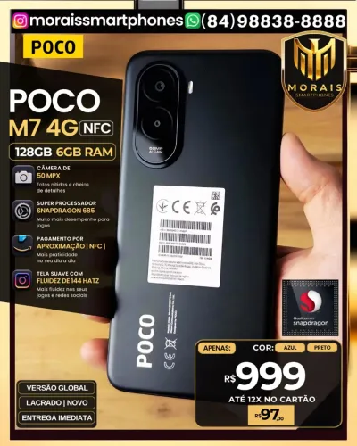 Poco M7 128GB | 6GB RAM - Preto, Azul - GARANTIA 03 MESES | NOVO