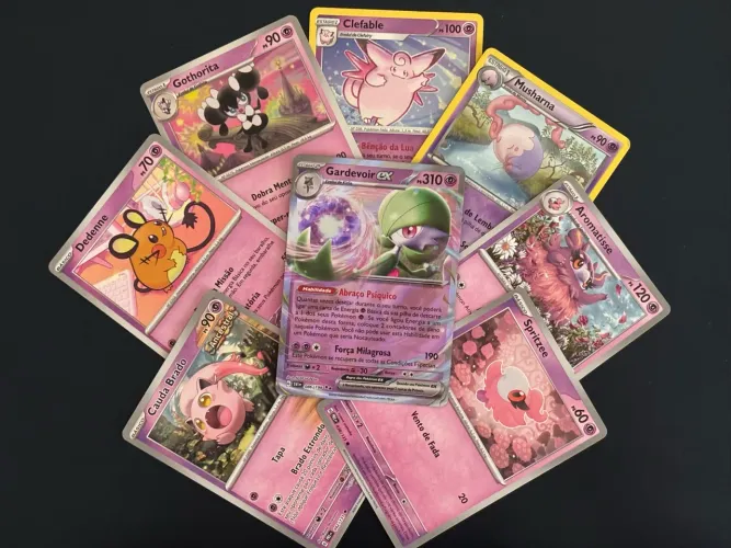 8 cartas pokémon tipo psíquico (gardevoir ex, clefable, gothorita, etc)
