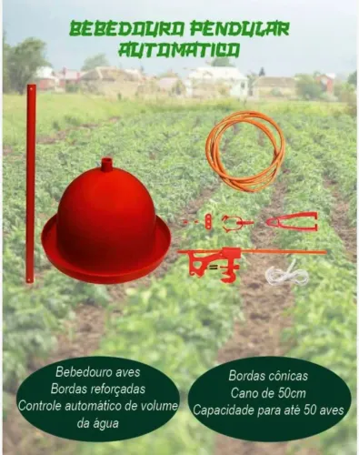 Bebedouro Automático Pendular Completo P Aves Galinha Da Angola Galo Garnizé Pato Marreco 