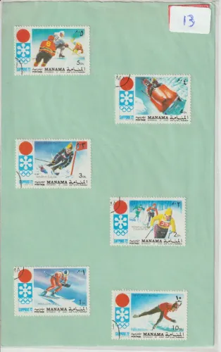 Selos Kit 13 - selos postais de Manama, emitidos em 1971 ou 1972