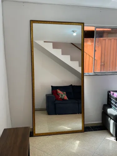 Espelho Grande Corpo Inteiro Moldura Dourada Clássica 2,20m x 1,04m - Impecável