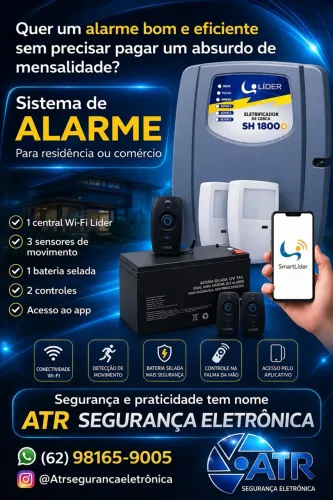 Sistema de alarme Líder sem fio para residência e loja.