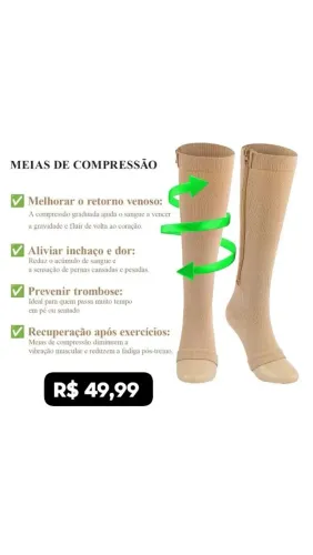 Meia de compressão tamanho m cor preta