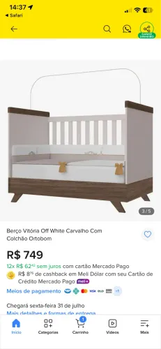 Berço bebê pouco uso