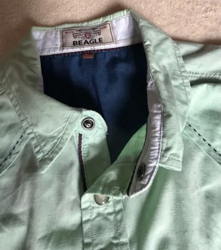 Camisa Verde Menta Beagle Manga Longa Estilo Western - Original