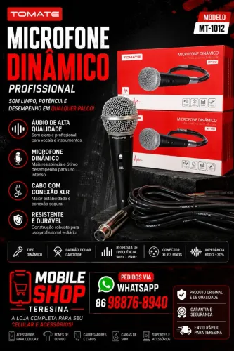Microfone Profissional Tomate MT-1012 - Excelente qualidade de som!