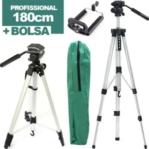 Tripé Profissional 1,8m Celular Projetor Camera Estabilizado 