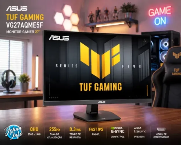 Monitor Gamer ASUS TUF Gaming 27" QHD 255Hz Fast IPS 0,3ms G-Sync FreeSync, VG27AQME5F