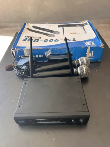 Kit Microfone Sem Fio TSI-900 UHF - 2 Microfones + Receptor