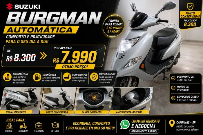 Moto Suzuki Burgman 18.000 quase nova tudo ok doc motor e pintura
