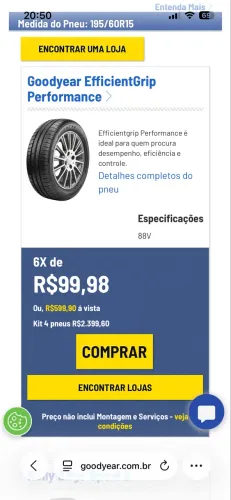 PNEU GOODYEAR 195/60 RODA 15