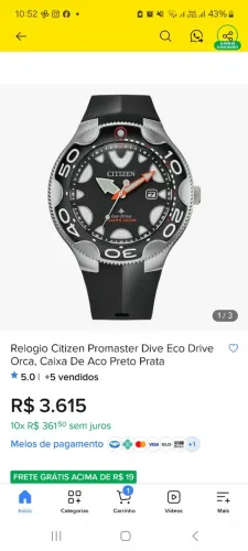Relógio citizen promaster eco drive