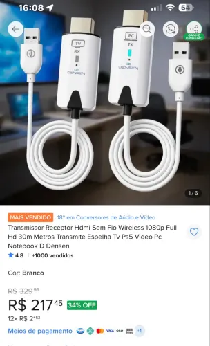 Transmissor Receptor HDMI sem fio wireless
