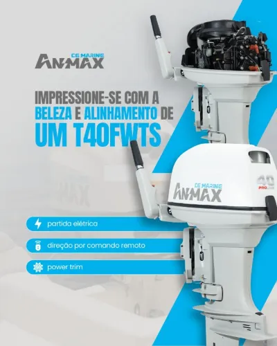 Motor Anmax 40HP Comando e Trim - Motor Novo