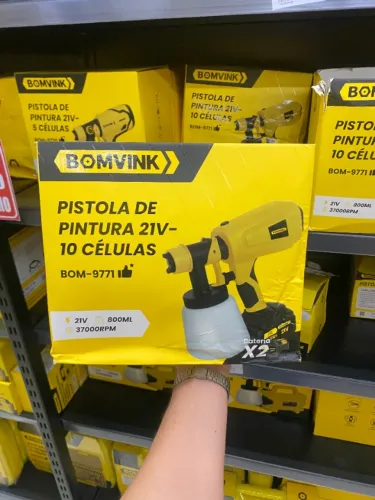 Pistola de Pintura Sem Fio Bomvink BOM-9771 | 21V + 2 Baterias | Motor 37.000 RPM