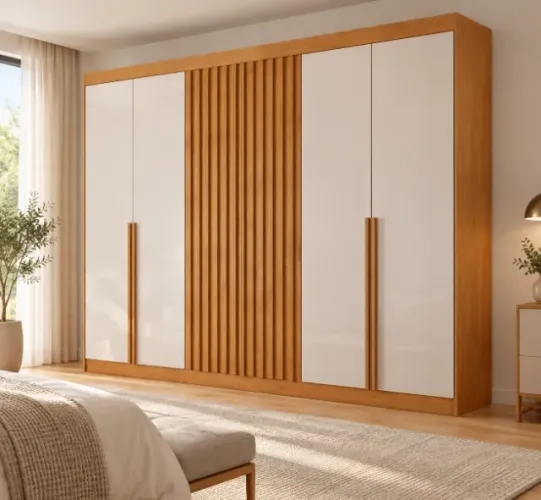Guarda Roupa Casal 2,70 m 6 Portas Ripadas 100% MDF Novo