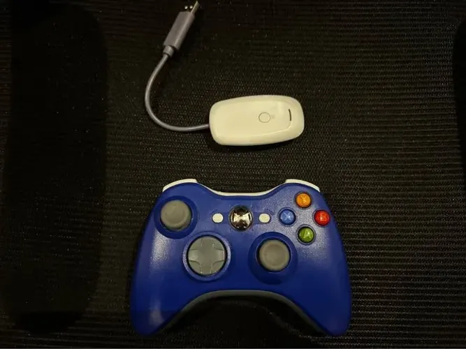 Controle Xbox 360 Sem Fio Azul + Adaptador USB