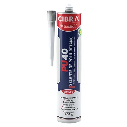 Selante Poliuretano Cibra Flex PU 40 Branco 400g Vedações Resistentes