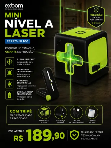 Mini Nível a Laser Exbom FEPRO-NL100 com Tripé - Novo(Nunca usado)