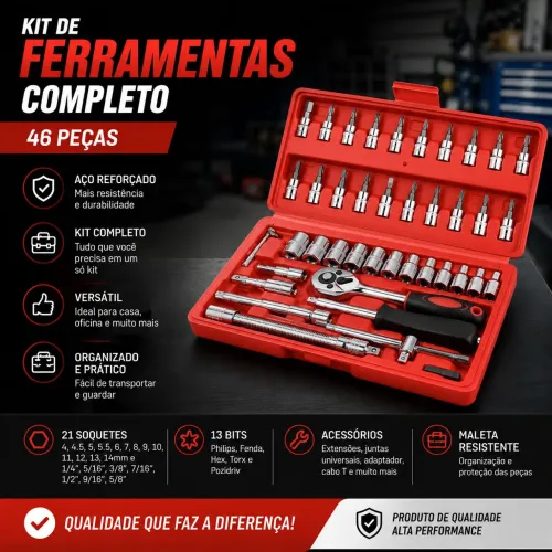 Maleta kit de ferramentas 46peças 