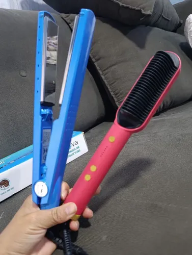 Prancha + escova alisadora 3 em 1