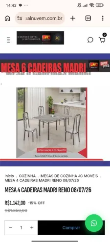 MESA 4 CADEIRAS MADRI