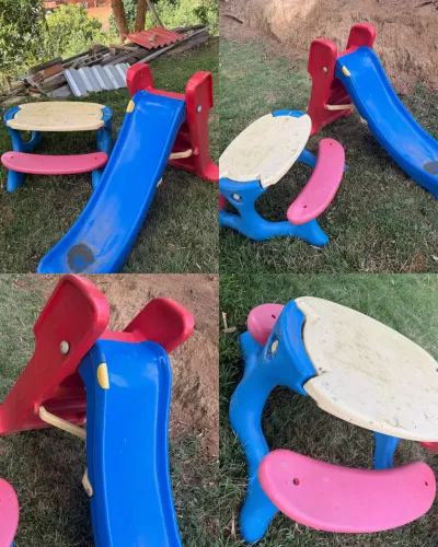 Vendo escorregador + mesa infantil 