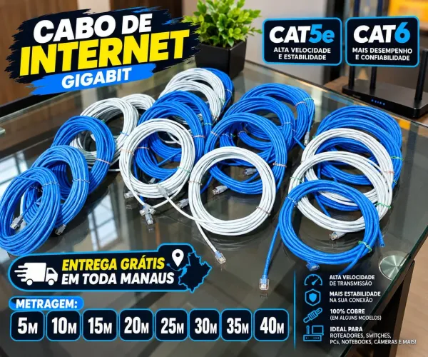 Cabo de internet ( Cat5e _ CAT6 ) 2 3 5 10 15 20 25 30 40 metros