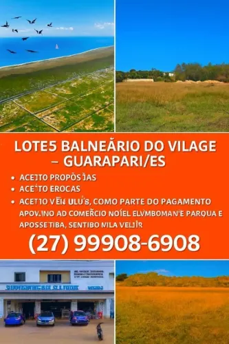 LOTES com Lagoa Natural-Guarapari, R$ 20 mil de entrada  Perfeitos- ESCRITURA INCLUÍDA