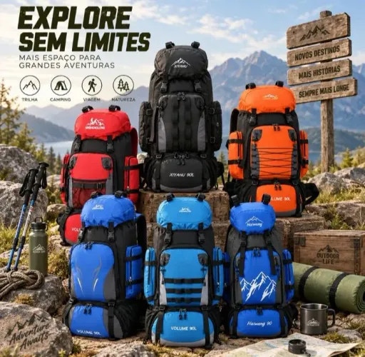 Mochila Cargueira 90l Reforçada Camping Viagem Trilha Montan
