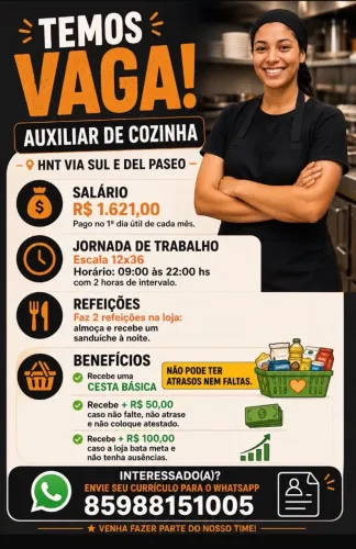 Vaga para auxiliar de cozinha 