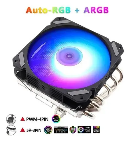 Cpu Cooler Low Profile Wovibo, 6 Heatpipes ARGB Seminovo.