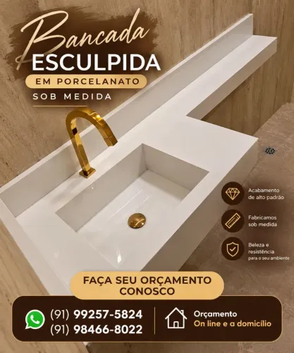 Pia esculpida em porcelanato