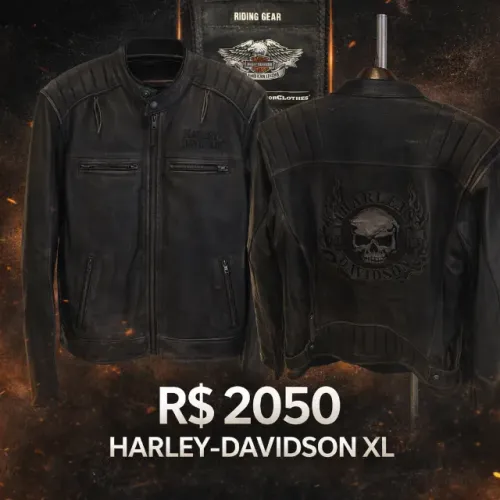Jaqueta De Couro Harley-Davidson Original Skull Chamas - Tam XL (GG)