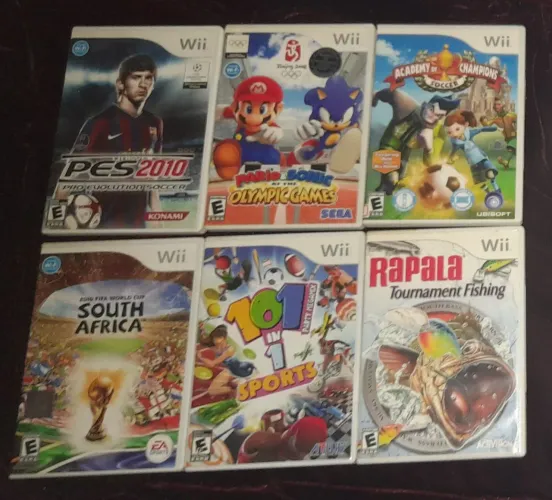 Kit/Lote 6 Jogos Esporte Wii - Mario & Sonic at Olymlpic Games, PES 2010, Fifa World Cup