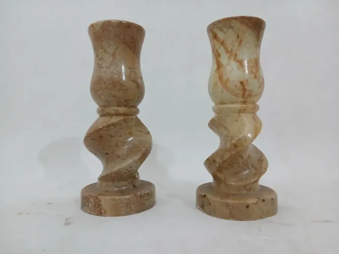 Par de antigos porta Velas castiçal em pedra Sabão anos 60