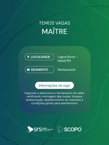Vaga para Maître
