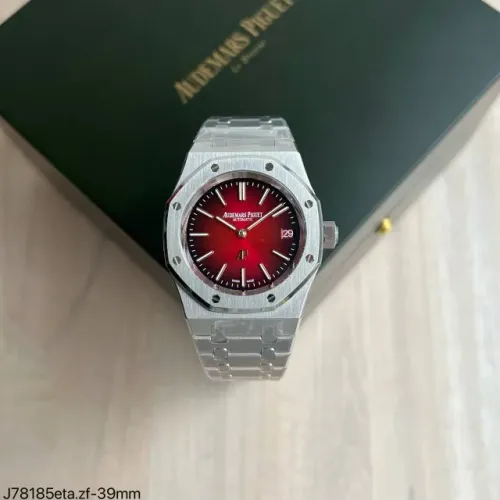 Relógio AUDEMARS PIGUET AUTOMATIC - ETA S/c - Prateada Pulseira /Fundo Vermelho