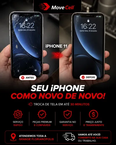 Troca de Tela iPhone 11 por apenas R$ 349,99 | Atendimento Delivery