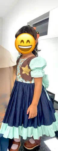 Vestido Junino Reinação - tam. 3 anos + Par de Laços
