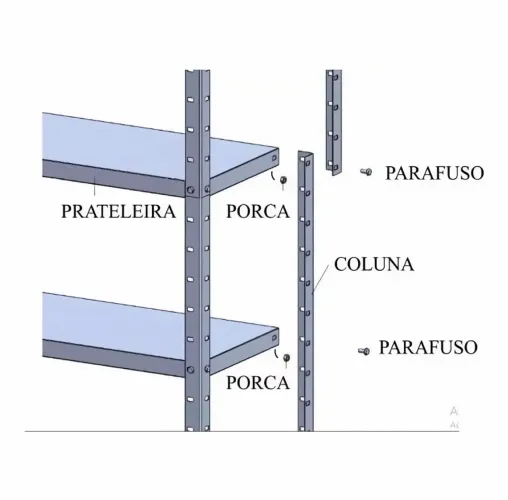 Estante organizadora de aço galvanizado com 6 prateleira armário 90cm