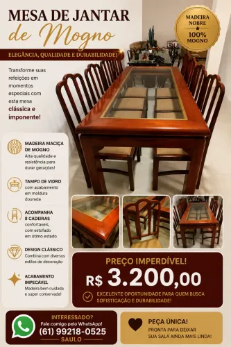 VENDO MESA DE JANTAR DE MOGNO