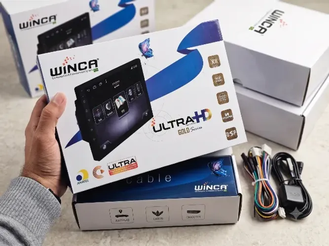 Central Multimídia WINCA Ultra HD Gold 9" - Octa Core 4GB/64GB - Câmera 360 + Chip 4G