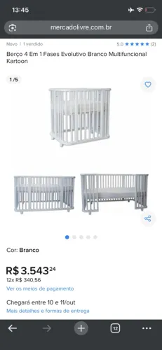 Berço 4 em 1 Fases Evolutivo Branco