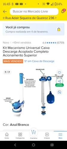 Boia para caixa acoplada descarga