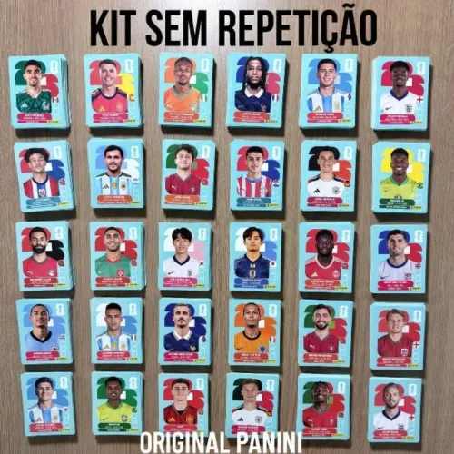 Kit 100 Figurinhas da Copa 2026 Sem Repetição